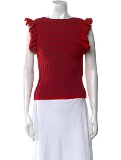 Pre-owned Victoria Beckham Wool Printed Sweater In Red