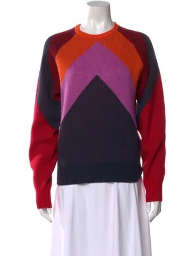 Pre-owned Victoria Beckham Wool Printed Sweater In Red
