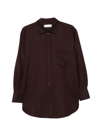 Victoria Beckham Wool Pyjama Shirt In Brown