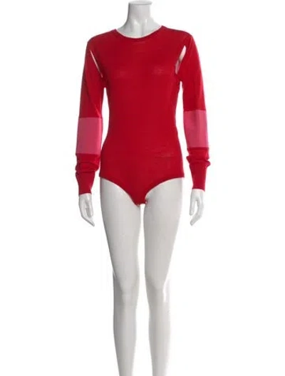 Pre-owned Victoria Beckham Wool Scoop Neck Sweater W/ Tags In Red