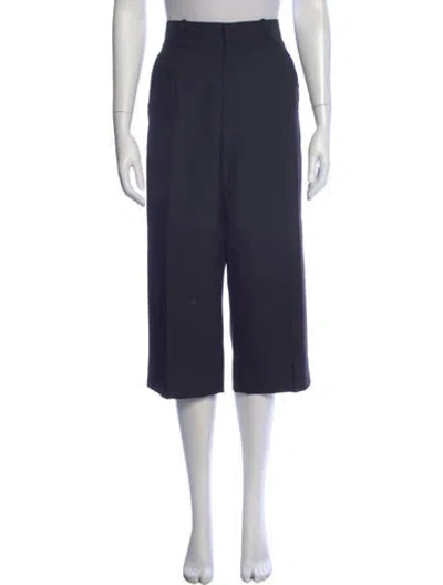 Pre-owned Victoria Beckham Wool Straight Leg Pants In Blue