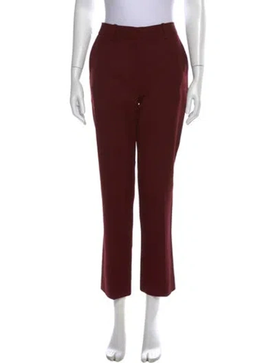 Pre-owned Victoria Beckham Wool Straight Leg Pants In Burgundy