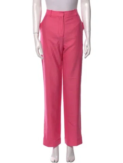 Pre-owned Victoria Beckham Wool Straight Leg Pants In Pink