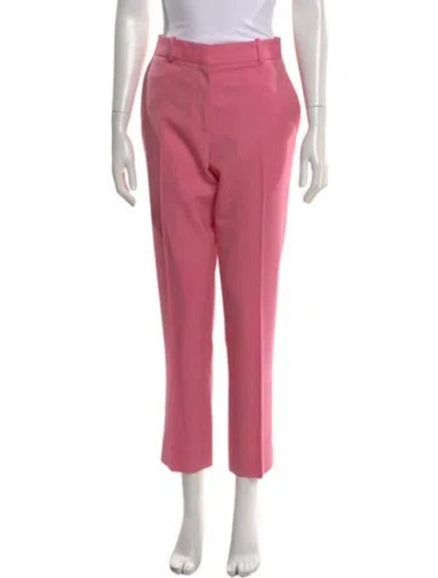 Pre-owned Victoria Beckham Wool Straight Leg Pants In Pink