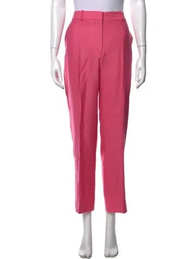 Pre-owned Victoria Beckham Wool Straight Leg Pants In Pink
