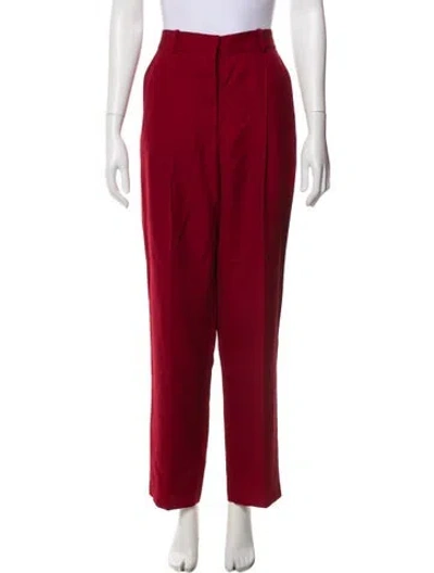 Pre-owned Victoria Beckham Wool Straight Leg Pants W/ Tags In Burgundy/red