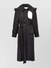 Victoria Beckham Womens Charcoal Collar Concealed-pockets Wool Coat