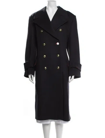 Pre-owned Victoria Beckham Wool Trench Coat In Blue