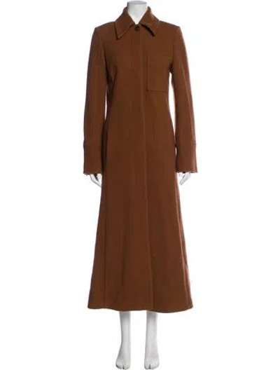 Pre-owned Victoria Beckham Wool Trench Coat In Brown