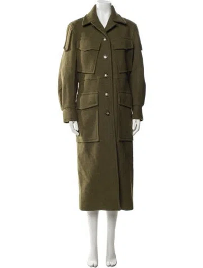 Pre-owned Victoria Beckham Wool Trench Coat In Green