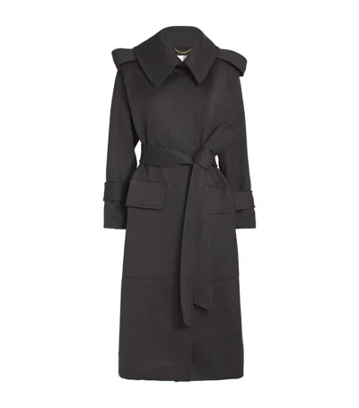 Victoria Beckham Wool Trench Coat In Grey