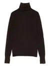 Victoria Beckham Fitted Silhouette Wool Turtleneck Sweater In Brown