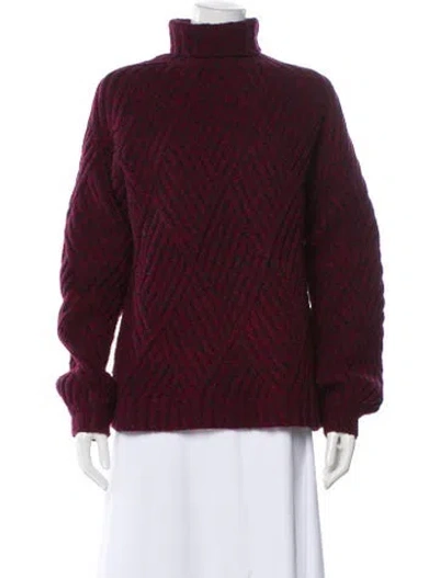 Pre-owned Victoria Beckham Wool Turtleneck Sweater In Burgundy