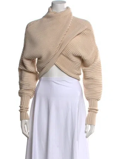 Pre-owned Victoria Beckham Wool Turtleneck Sweater In Neutral
