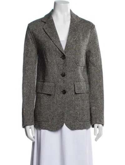 Pre-owned Victoria Beckham Wool Tweed Pattern Blazer In Grey