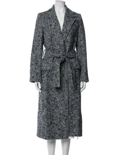 Pre-owned Victoria Beckham Wool Tweed Pattern Coat In Blue