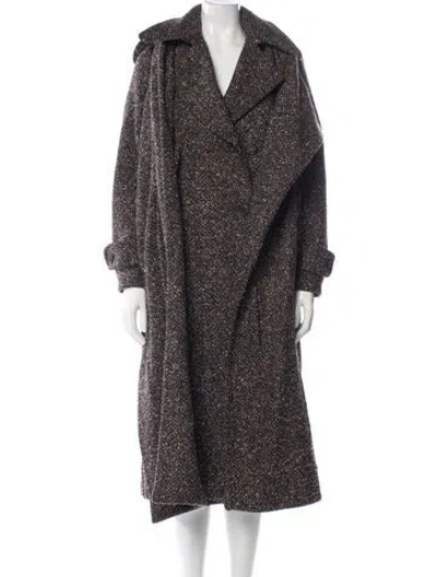 Pre-owned Victoria Beckham Wool Tweed Pattern Coat In Brown