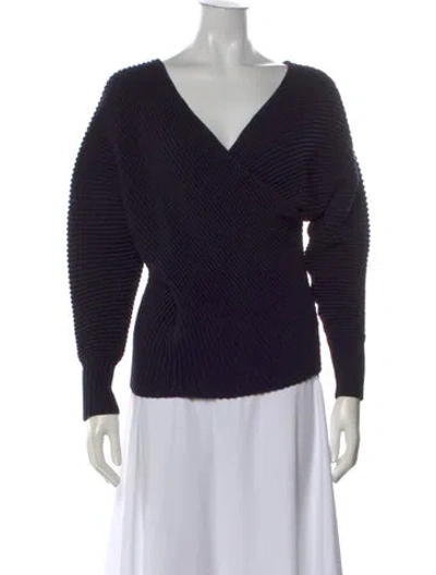 Pre-owned Victoria Beckham Wool V-neck Sweater In Blue