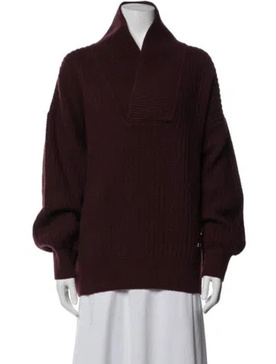 Pre-owned Victoria Beckham Wool V-neck Sweater In Burgundy