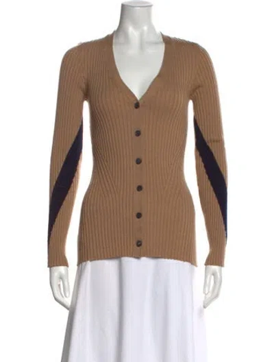 Pre-owned Victoria Beckham Wool V-neck Sweater In Neutral