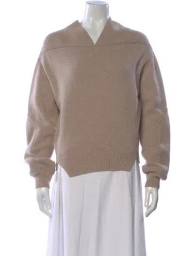 Pre-owned Victoria Beckham Wool V-neck Sweater In Neutral