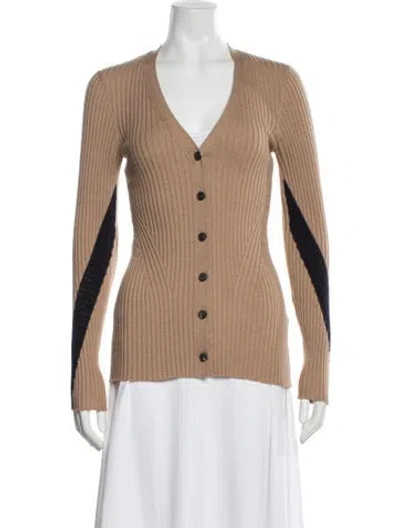 Pre-owned Victoria Beckham Wool V-neck Sweater In Neutral