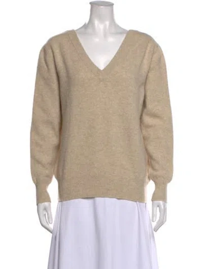 Pre-owned Victoria Beckham Wool V-neck Sweater In Neutrals