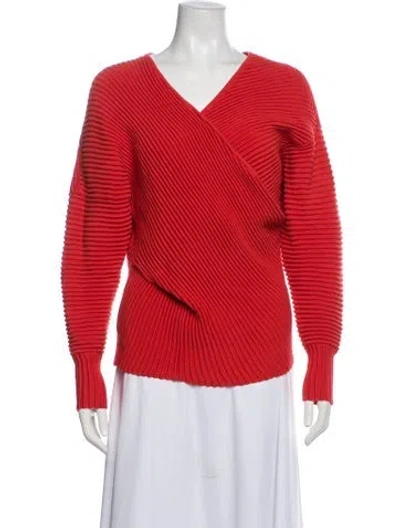 Pre-owned Victoria Beckham Wool V-neck Sweater In Red