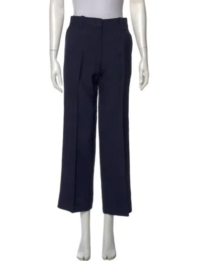 Pre-owned Victoria Beckham Wool Wide Leg Pants In Blue