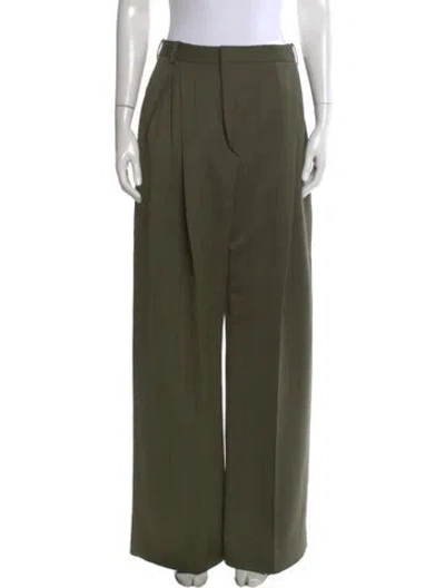 Pre-owned Victoria Beckham Wool Wide Leg Pants In Green