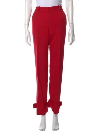 Pre-owned Victoria Beckham Wool Wide Leg Pants In Red