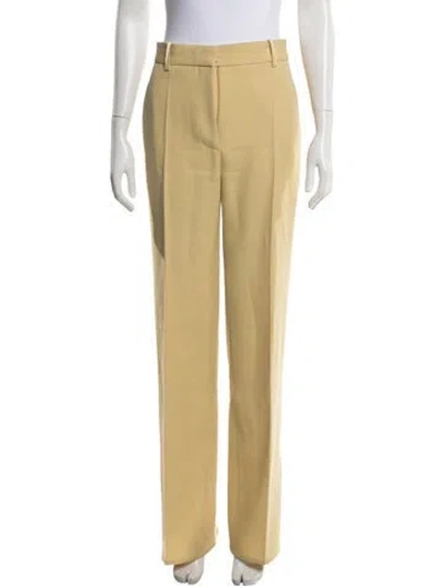Pre-owned Victoria Beckham Wool Wide Leg Pants In Yellow