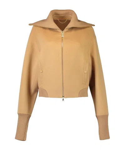 Victoria Beckham Wool-blend Cropped Jacket In Brown