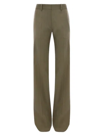 Victoria Beckham Wool-blend Straight-leg Trousers In Green