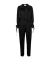 Victoria Beckham Satin Blouse With Belted Waist And Shawl Collar In Black