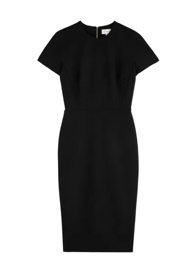 Victoria Beckham Woven Midi Dress In Black