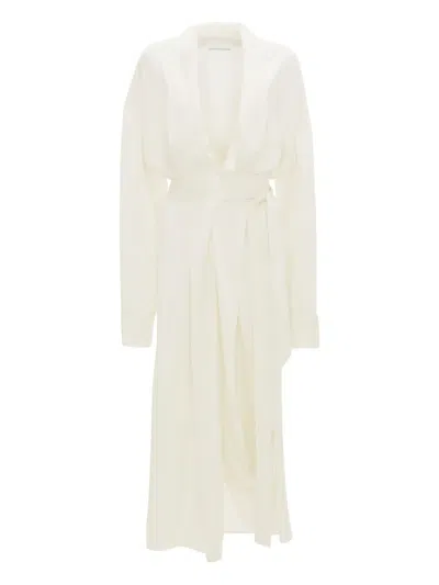 Victoria Beckham Wrap-detail Midi Dress In Neutral