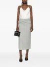 Victoria Beckham Checked Virgin Wool Midi Skirt In Gray