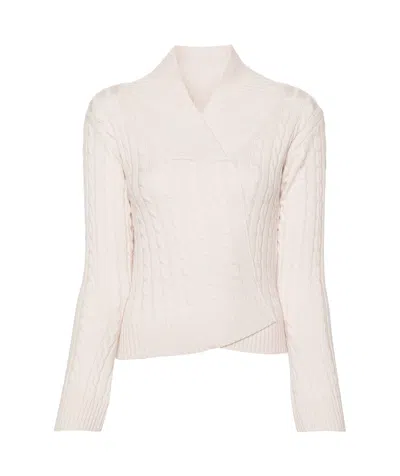 Victoria Beckham Wrap Merino Wool Jumper In Color Carne Y Neutral
