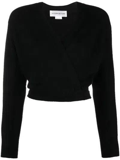 Victoria Beckham Wraparound Cashmere Cardigan In Black