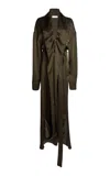 Victoria Beckham Wrapped Detail Gown In Olive