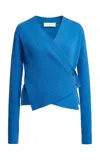 Victoria Beckham Wrapped Wool-cashmere Cardigan In Blue