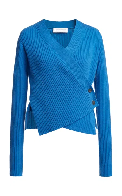 Victoria Beckham Wrapped Wool-cashmere Cardigan In Blue