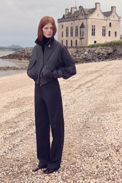 Victoria Beckham X Mackintosh Bomber Jacket In Charcoal In Blue