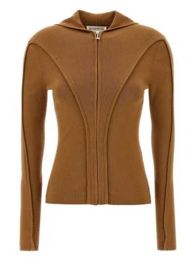 Victoria Beckham Zip-front Hoodie In Brown