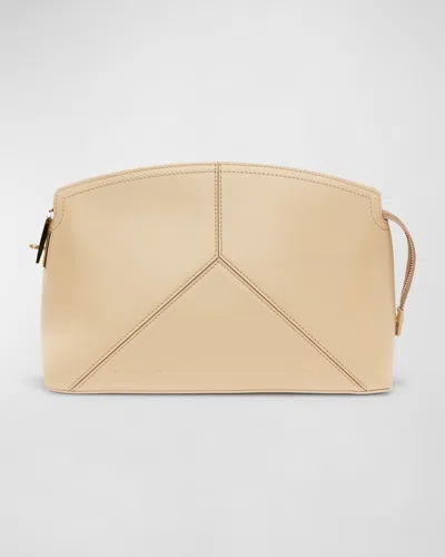 Victoria Beckham Zip Leather Clutch Bag In Sesame