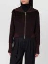 Victoria Beckham Zippered Wool Jacket In Brown