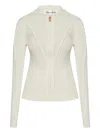 Victoria Beckham Wool-blend Jersey Zip-up Hoodie In White