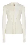 Victoria Beckham Zipped Merino Wool Blend Top In Ivory