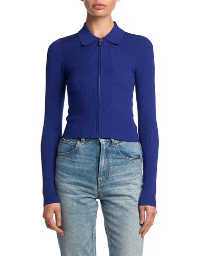 Victoria Beckham Zipped Polo Top In Blue
